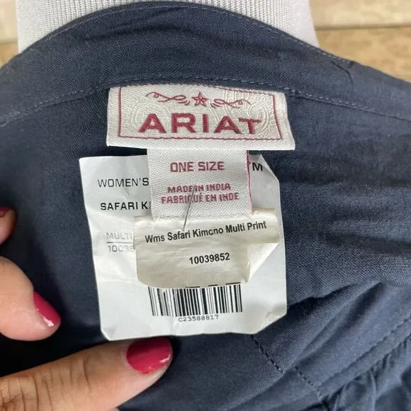 Ariat Safari Kimono Top Womens One Size Rayon Crinkle Crepe EUC - Picture 7 of 7